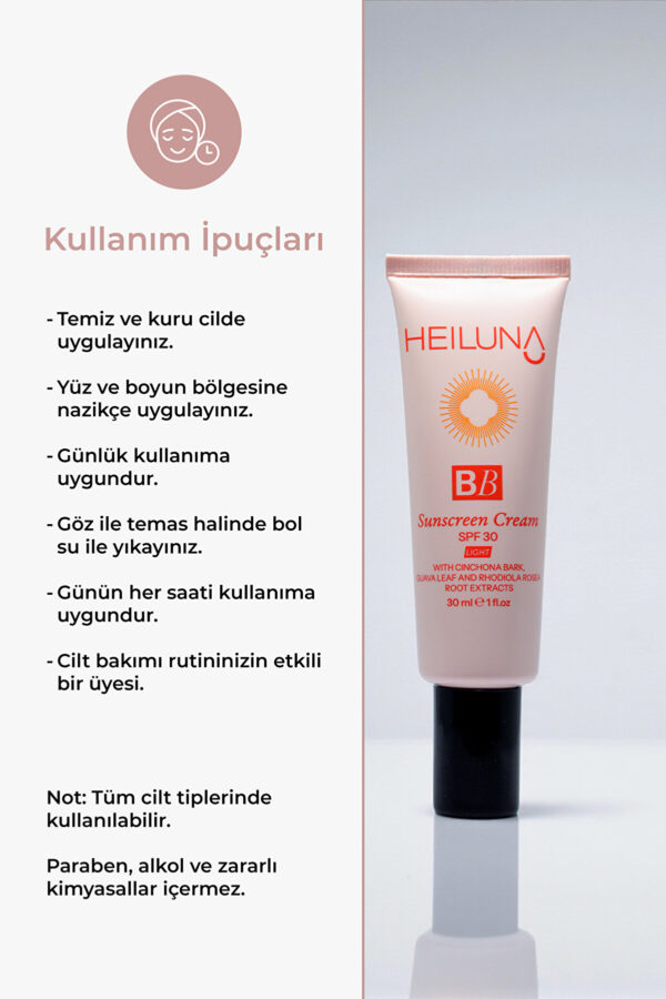 SPF 30 BB Krem 30 ml Light, Niacinamide & Aloe Vera ile Aydınlatıcı, Nemlendirici ve Güneş Koruma - Görsel 3