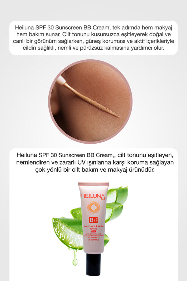 SPF 30 BB Krem 30 ml Light, Niacinamide & Aloe Vera ile Aydınlatıcı, Nemlendirici ve Güneş Koruma - Görsel 5