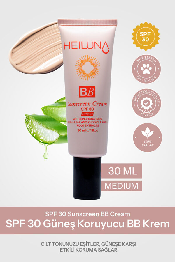 SPF 30 BB Krem 30 ml Medium, Niacinamide & Aloe Vera ile Aydınlatıcı, Nemlendirici ve Güneş Koruma - Görsel 2