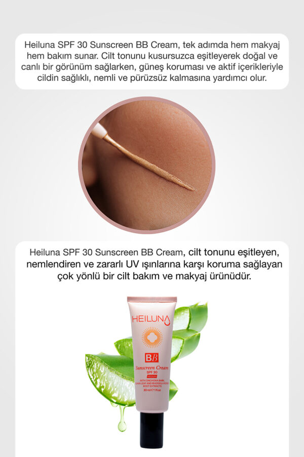 SPF 30 BB Krem 30 ml Medium, Niacinamide & Aloe Vera ile Aydınlatıcı, Nemlendirici ve Güneş Koruma - Görsel 5