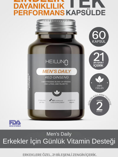 Men’s Daily Multivitamin 60 Kapsül – Red Ginseng, Likopen & Saw Palmetto ile Enerji ve Güç Desteği