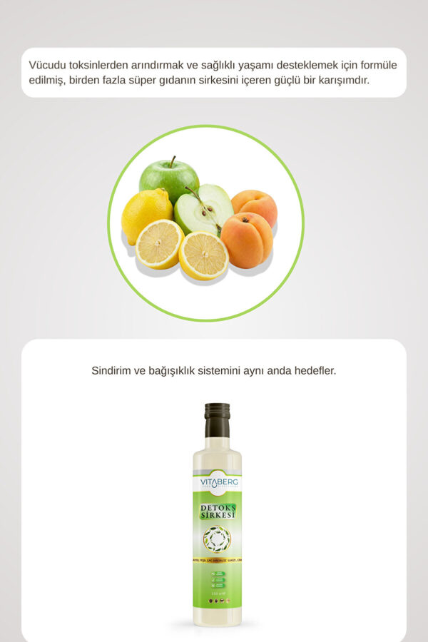 Detoks Sirkesi | Kayısı, Yeşil Çay ve Bitkisel Ekstrakt İçeren Karışım 250 ml - Görsel 5