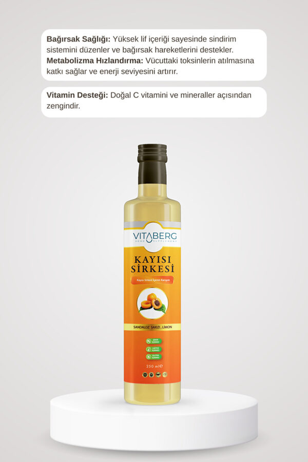 Kayısı Sirkesi | Sandaloz Sakızı ve Limon İçeren Sirke Karışım 250 ml - Görsel 4