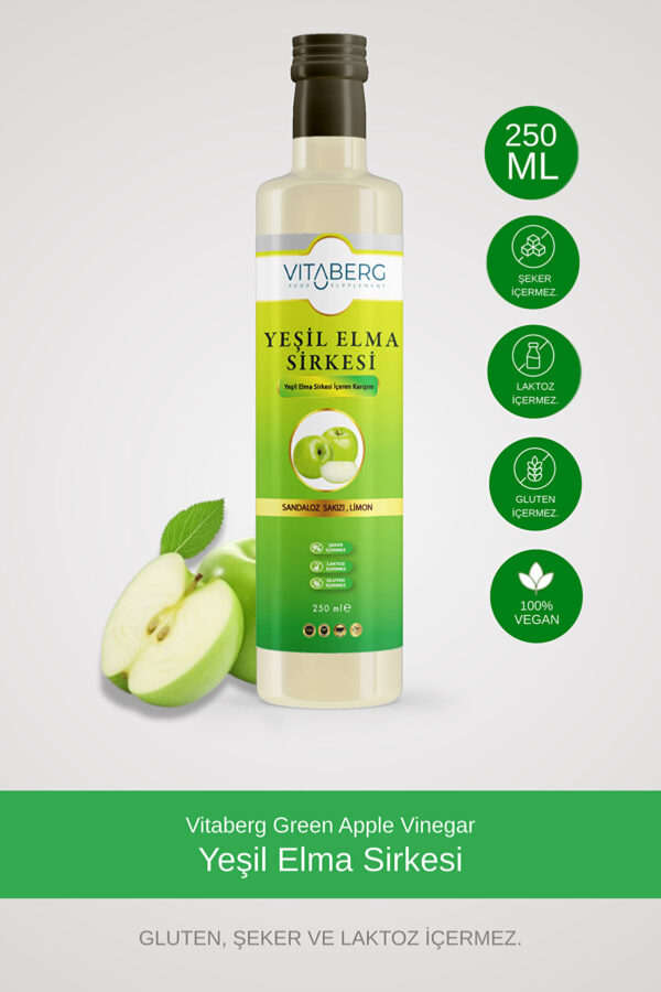 Yeşil Elma Sirkesi | Sandaloz Sakızı ve Limon İçeren Sirke Karışım 250 ml - Görsel 2
