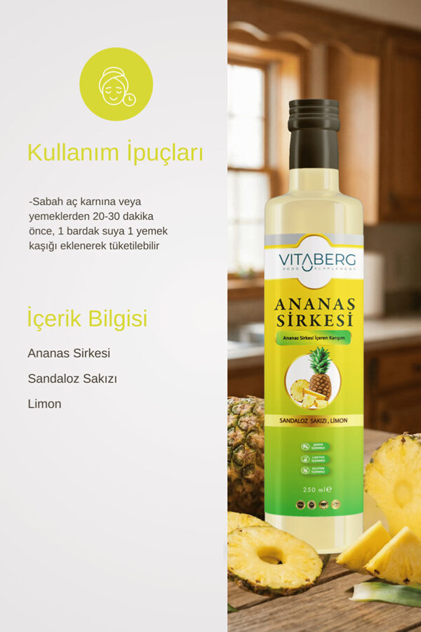 Ananas Sirkesi | Sandaloz Sakızı ve Limon İçeren Sirke Karışım 250 ml - Görsel 3