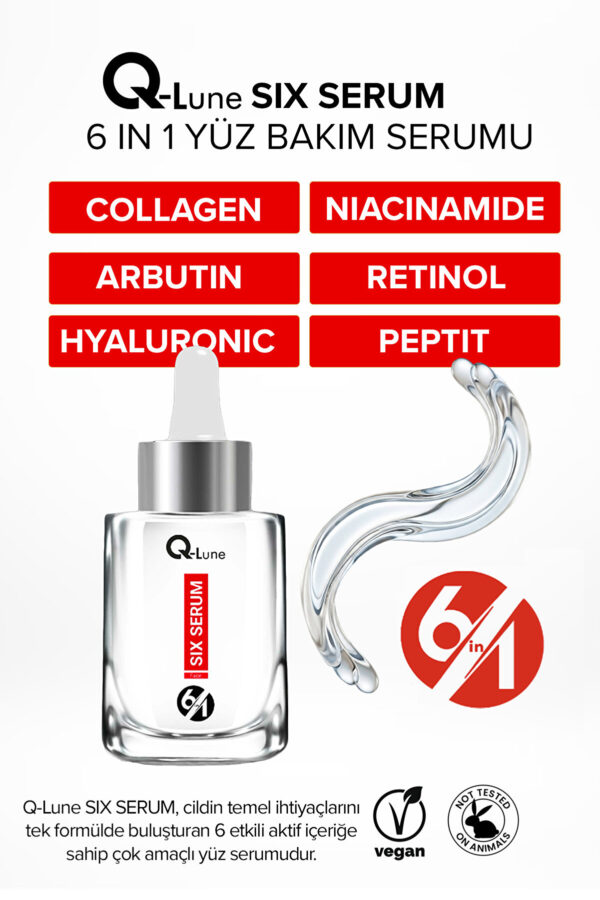 6 in 1 Six Serum 30 ml | Aydınlatıcı, Nemlendirici, Sıkılaştırıcı Çok Etkili Cilt Bakım Serumu - Görsel 2