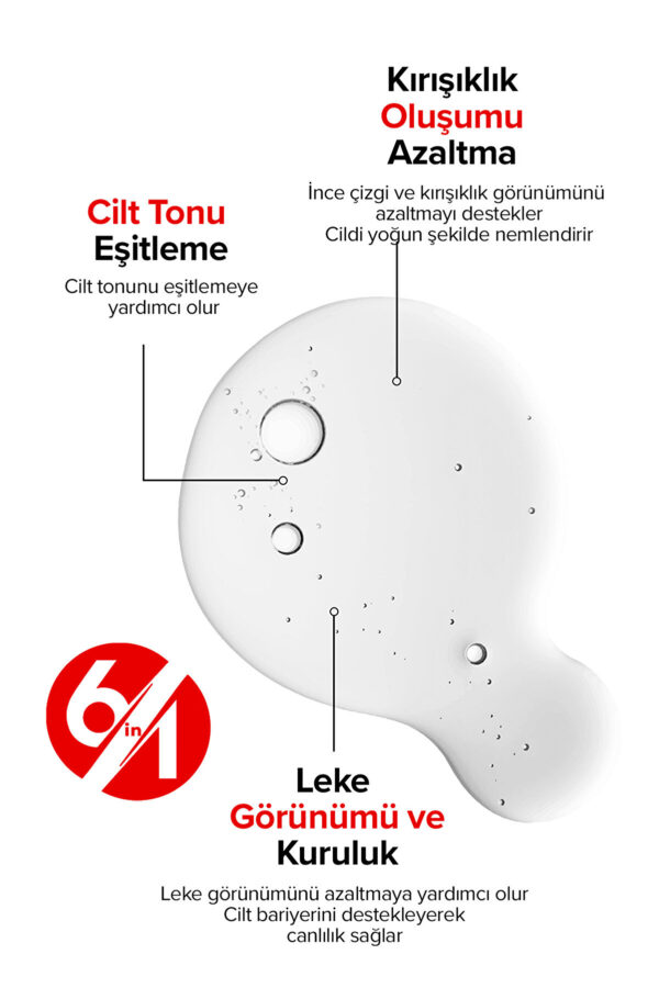 6 in 1 Six Serum 30 ml | Aydınlatıcı, Nemlendirici, Sıkılaştırıcı Çok Etkili Cilt Bakım Serumu - Görsel 3