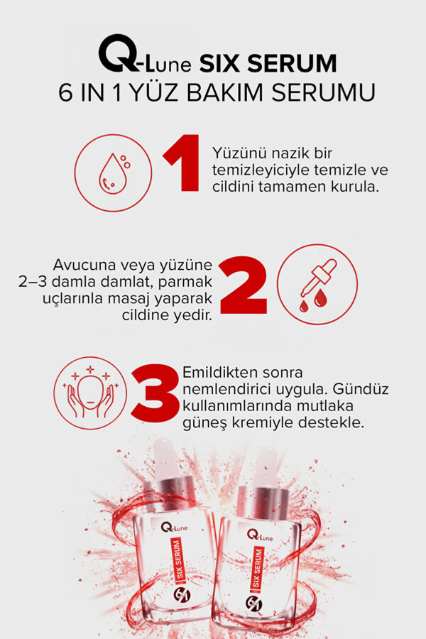 6 in 1 Six Serum 30 ml | Aydınlatıcı, Nemlendirici, Sıkılaştırıcı Çok Etkili Cilt Bakım Serumu - Görsel 6